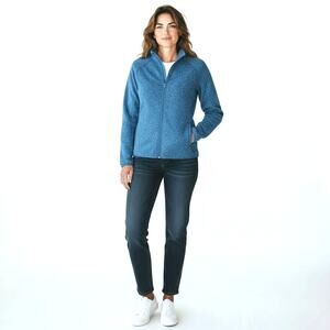 ORVIS  Women's Full-Zip Fleece Jacket Blue Multi Color Speckles M  Campy Casual